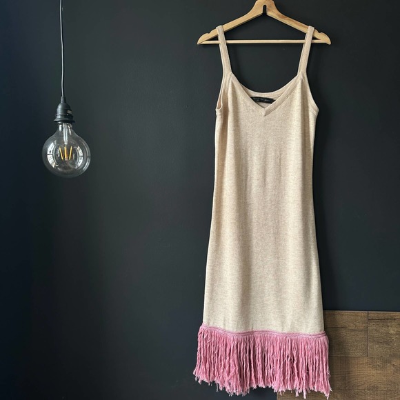 House of Harlow X REVOLVE Fig Nude Midi Dress with Pink Fringe Medium - Picture 6 of 12